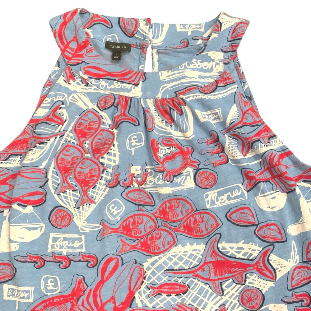 Talbots Womens Nantucket Slub Halter Midi Dress Large FISH MARKET Halter Shift - Picture 6 of 14